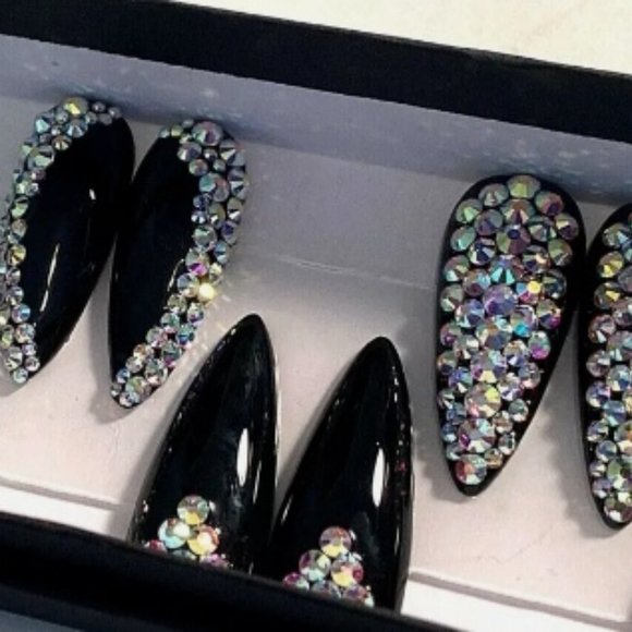 Handmade Hard Gel Long Stiletto Press On Nails - Picture 4 of 6